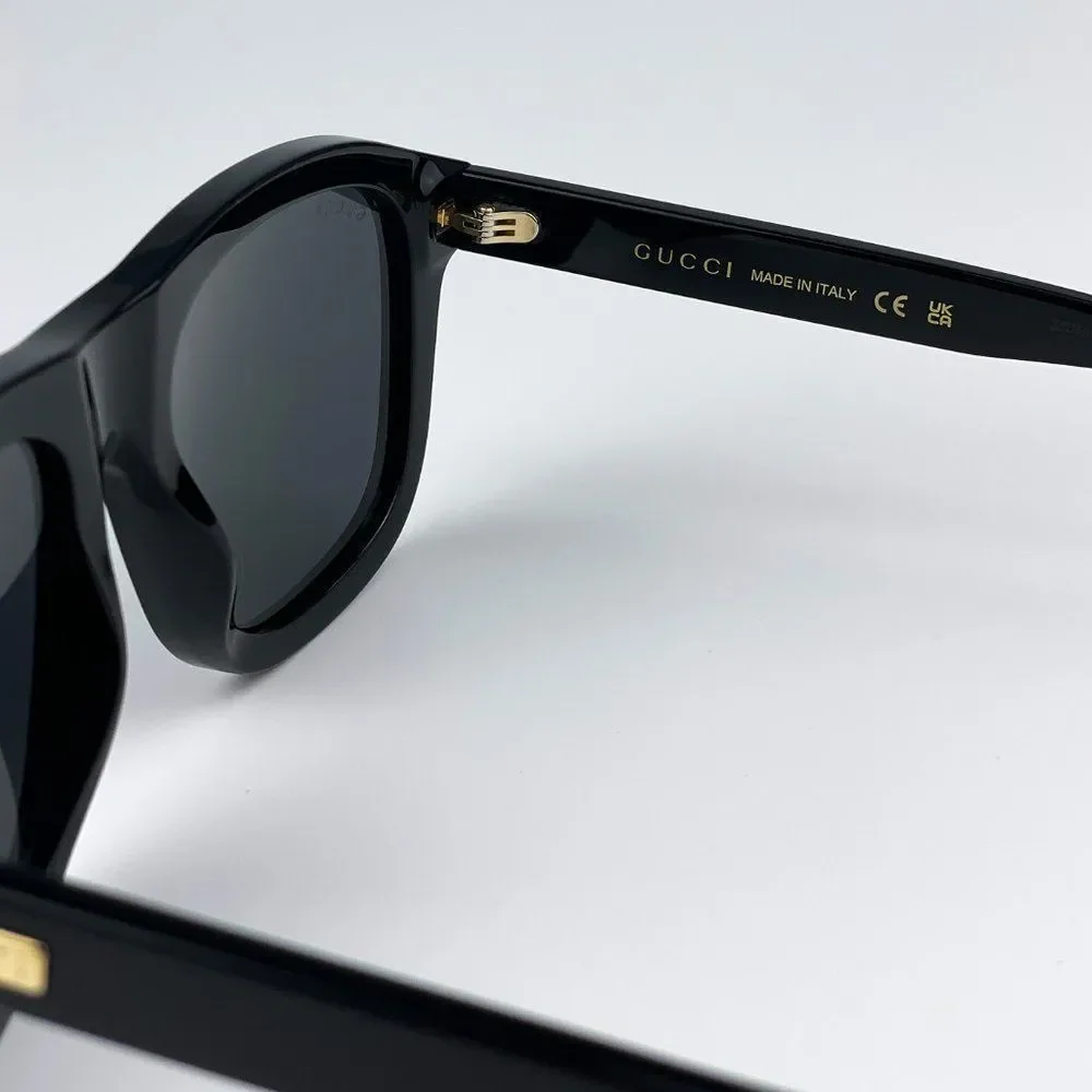 Gucci GG1316S 001 Sunglasses Black Grey Square Unisex - Picture 9 of 11